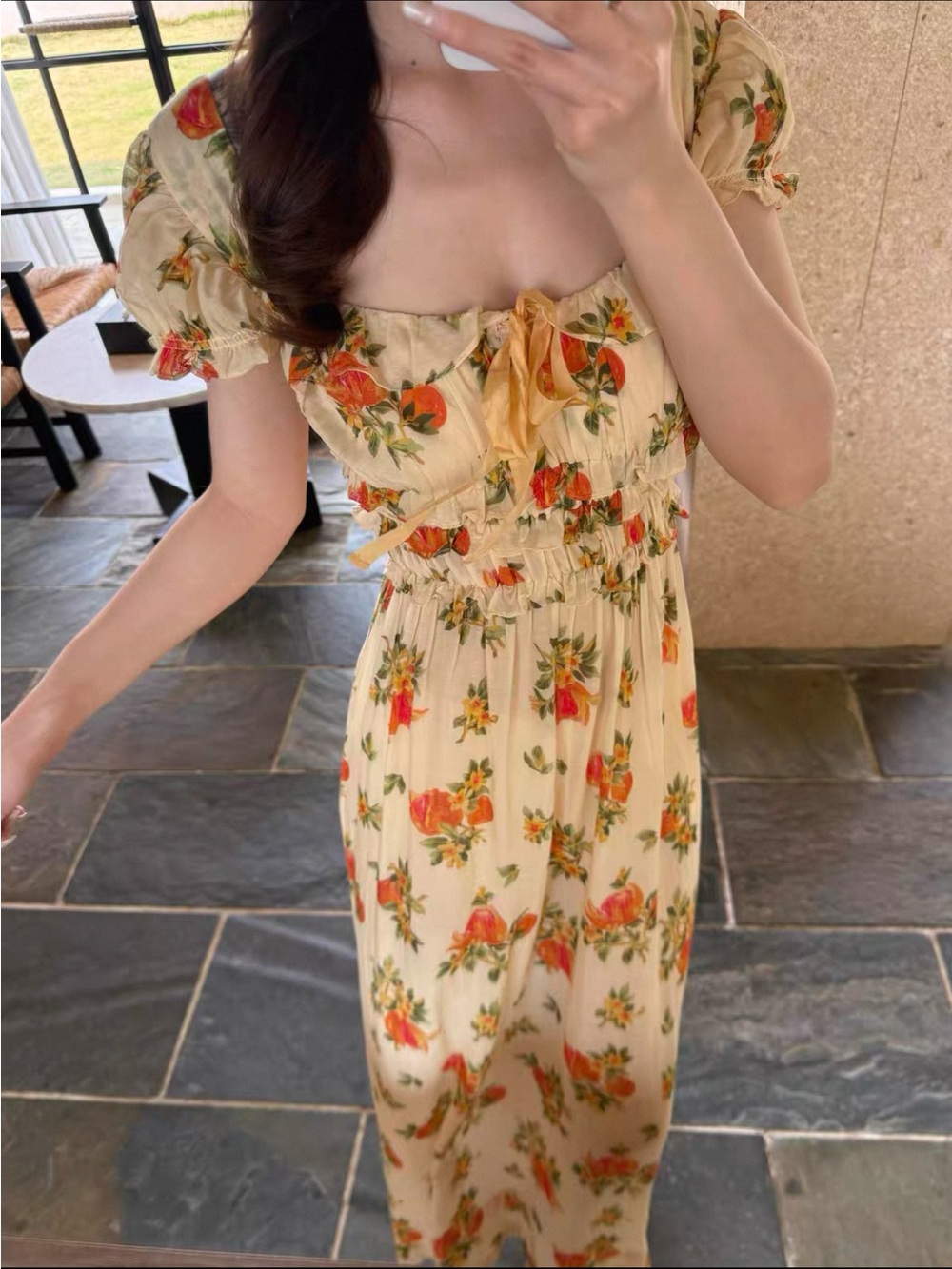 Romantic Floral Cottagecore Midi Dress - Size M